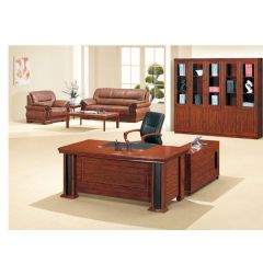 Mazaya MF 017 L-Shape Executive Desk - Mahogany - 160(L) x 80(W) x 76(H)cm