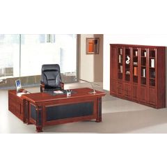 Mazaya MF 017 L-Shape Executive Desk - Mahogany - 180(L) x 90(W) x 76(H)cm