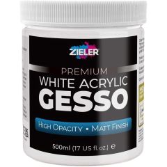 Zieler 9299418 Premium White Acrylic Gesso, 500ml