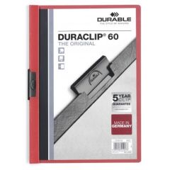 Durable Duraclip 60 File - A4 - 60 Sheets - Red (Pack of 25)