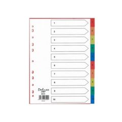 Deluxe 46410 Divider PVC 1-10 Tab Color with Number (Pack of 25)
