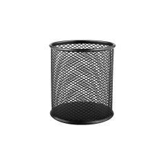Deluxe Metal Mesh Pen Holder, Round, Black