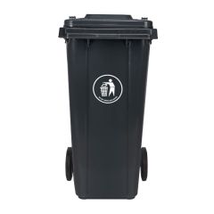 Alfa Plastic Garbage Bin with Wheel - Black - 120 Liter