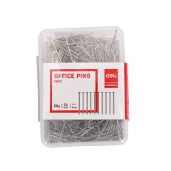 Deli E0023 Silver Office Pins - 24mm -  50g x (Pack of 10)