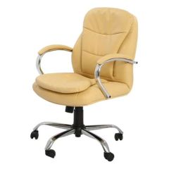 Mazaya MF 0164 Medium Back Executive Chair - Beige In Leather 