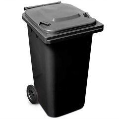Alfa Plastic Garbage Bin with Wheel - Black - 240 Liter