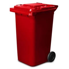Alfa Plastic Garbage Bin with Wheel - Red - 120 Liter