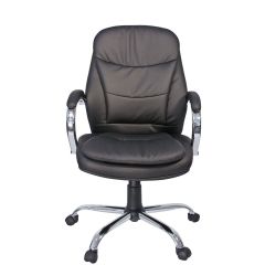 Mazaya MF 0164 Medium Back Executive Chair - Black In Leather