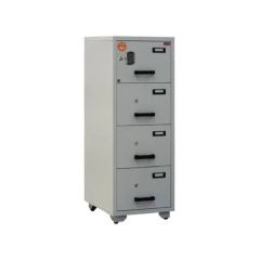 Valberg FC 4E-KK Fire Resistant Filing Cabinet, 4 Drawers, Digital & 4 Key Lock, Light Grey 