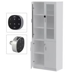MHM Carre 1123 Full Height Bookshelf Cabinet with Digital Lock, White
