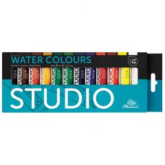 Phoenix PW1212S Studio Water Colours with Paper Box Set ABL Tube,  12 x 12ml