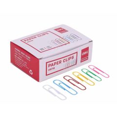 Deli 39716 Assorted Color Paper Clips - 33mm - 100 Clips x (Box of 10)