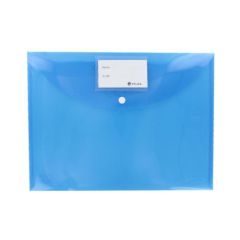 Atlas AS-F10031 Document Bag with Card & Press Button - F/S - Blue (Pack of 12)