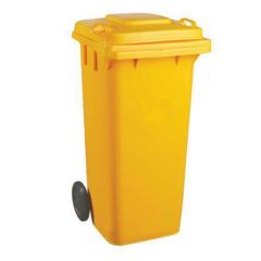 Alfa Plastic Garbage Bin with Wheel - Yellow - 120 Liter