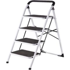 Duke Steel Household Ladder, Rubber, 4 Steps - Black