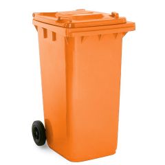 Alfa Plastic Garbage Bin with Wheel - Orange - 120 Liter