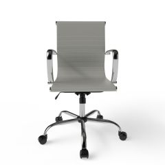 MHM Ultimate 031L Eames Replica Ribbed PU Chrome Low Back Chair, Grey