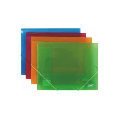 Deli E39504 Translucent 3-Flap Elastic Folder - A4 - Assorted Color (Pack of 12)