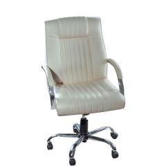 Mazaya MF 0170 Medium Back Chair - White In Leather