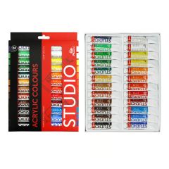 Phoenix PA2412S Studio Acrylic Colours with Paper Box Set ABL Tube, 24 x 12ml