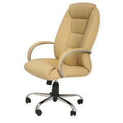 Mazaya MF 0166 High Back Chair - Beige In Leather