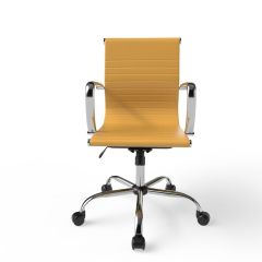 MHM Ultimate 031L Eames Replica Ribbed PU Chrome Low Back Chair, Sandal