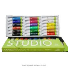 Phoenix PG1812S Studio Gouache Colours with Paper Box Set ABL Tube, 18 x 12ml