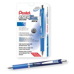 Pentel BLN75 EnerGel Deluxe RTX Retractable Liquid Gel Pen - 0.5mm - Blue (Pack of 12)