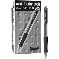 Uni-ball SN100 Laknock Ball Point Pen  - 0.7 mm Ball - Black (Pack of 12)