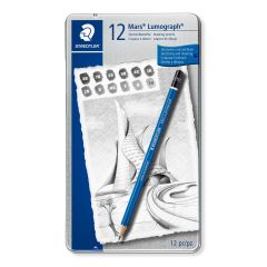 Staedtler 100 Mars Lumograph Drawing Pencil - 12 Assorted Degrees (Pack of 12)