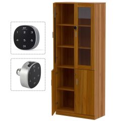MHM Carre 1123 Full Height Bookshelf Cabinet with Digital Lock, Light Walnut