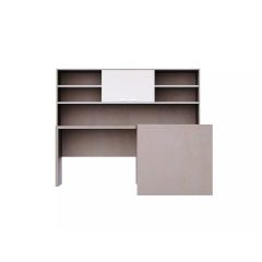 MHM ED-LPW Executive Desk, Light Concrete-White
