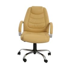 Mazaya MF 05015 High Back Chair - Beige In Leather
