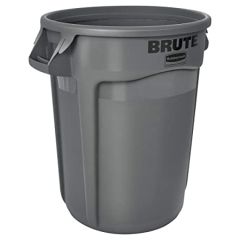 Rubbermaid 263200GRAY Polyethylene Brute Container Without Lid & Dolly - Grey - 32 Gallon