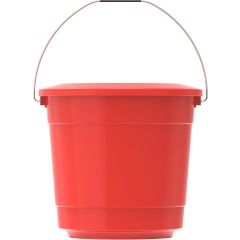 Cosmoplast 10L Round Plastic Buckets with Lids & Metal Handles, Red