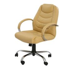 Mazaya MF 05016 Medium Back Chair - Beige In Leather