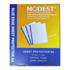 Modest MS308 Transparent 11-Hole Sheet Protector - 60 Micron, A4 (Pack of100)