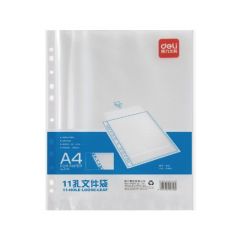 Deli 5716 11-Hole Sheet Protector - 50 Micron - A4 (Pack of 20)
