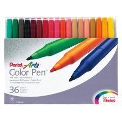 Pentel S360-36 Fibre Tip Color Pens - Assorted Color (Pack of 36)
