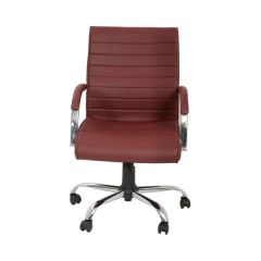 Mazaya MF 05022 Medium Back Chair - Maroon In Leather