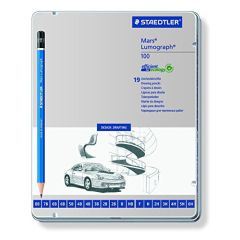 Staedtler 100 Mars Lumograph Soft Grades 8B-6H Pencil (Tin of 19)