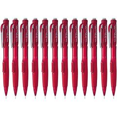 Pentel PD275T Twist Erase Click Mechanical Pencil - 0.5mm - Red Barrel (Pack of 12)