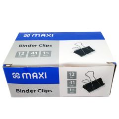Maxi MX-BCL41  Binder Clip - 41mm - 12 Clips / Pack