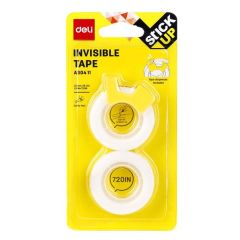 Deli A304 11 Invisible Tape With Dispenser - 12mm x 18.3m (Pack of 2)