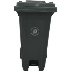 Brooks PDL 089 Waste Bin with Pedal & Wheels - Black - 120 Liter