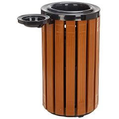 Bluestream Classic Eco Friendly Recycle Bin with Ashtray -  480(D) x 750(H)mm - Brown