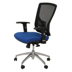 Mazaya MF 05030 Medium Back Chair - Mesh Back - Blue In Leather