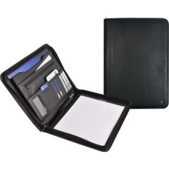 Desq 3690 Zippered Leather Conference Holder Portfolio - A4 - Black
