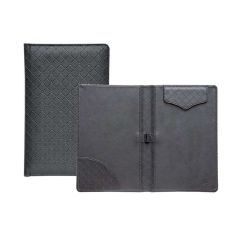 FIS FSCLBFBKD2 Executive Bill Folder with Italian PU Cover & Pen Holder - 155 x 245mm - Black