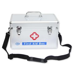 Glosen B0162 Portable Aluminum Household First Aid Box, 355 x 202 x 220mm, Silver